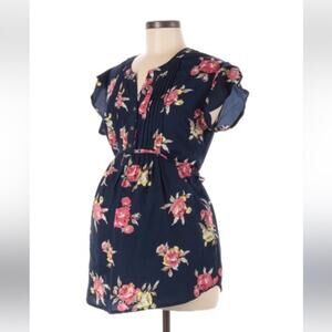 NWT: TIMES TWO Maternity Top Women's Large Floral Tie Waist Flutter Sleeve(D484)
